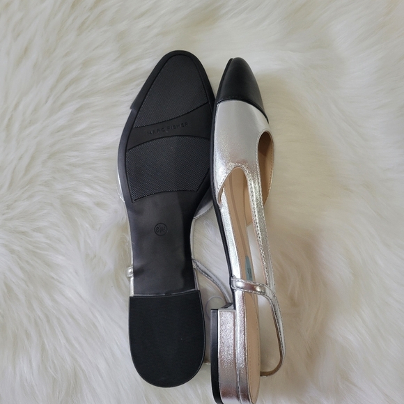 Marc Fisher Silver and Black Women's Slingback Flats - Picture 8 of 9